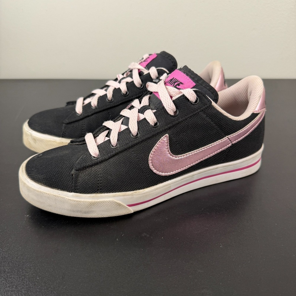 Nike Classic Sneakers Womens 8.5 Black Pink Canvas Low Top 408182-005 Casual